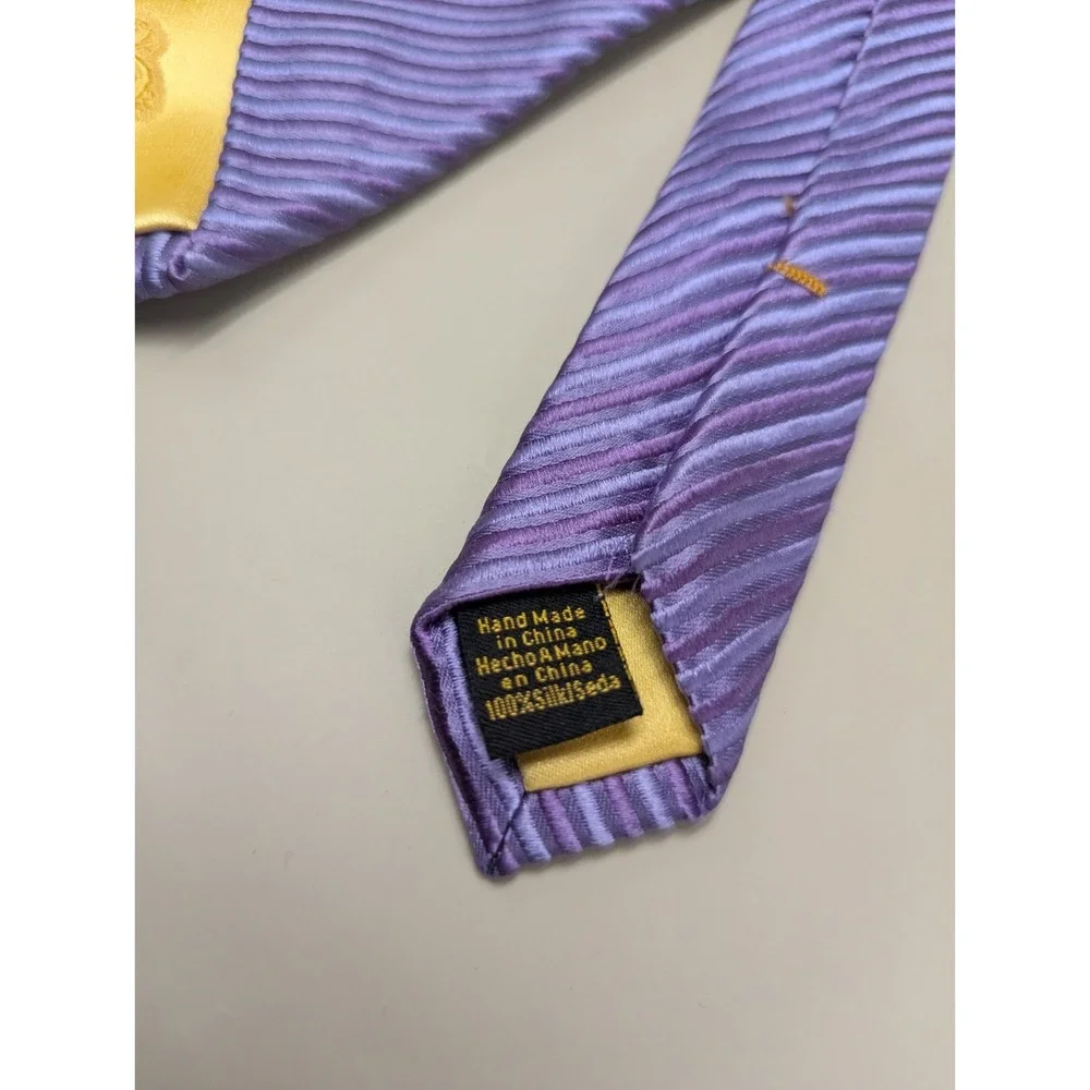 Donald J Trump Signature Collection Purple Striped Silk Tie Gold Logo Men's